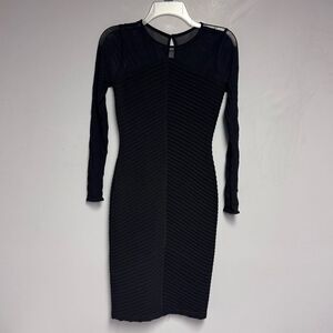 Calvin Klein Illusion sleeve Elegant Black Women's Dress size 2 Textured fitted